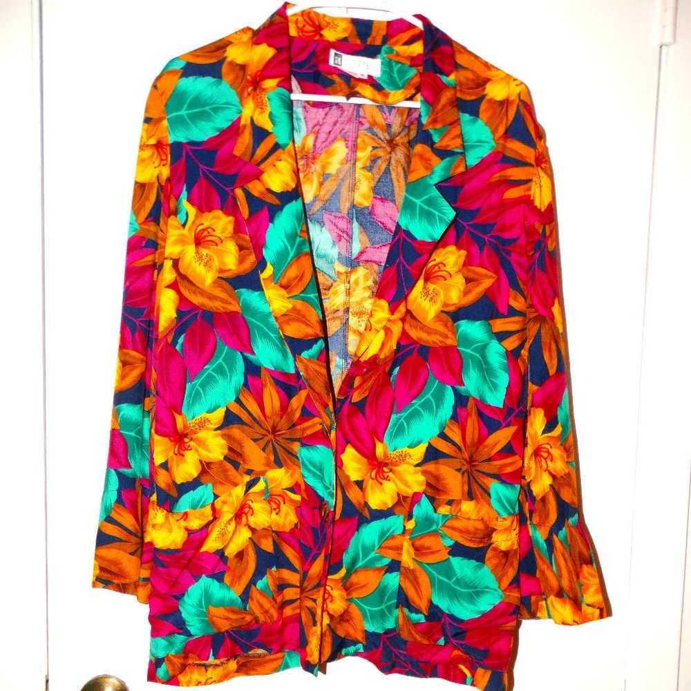 Vintage SK & Company Tropical Jacket Blazer - Cruise Ship Jacket Size 10